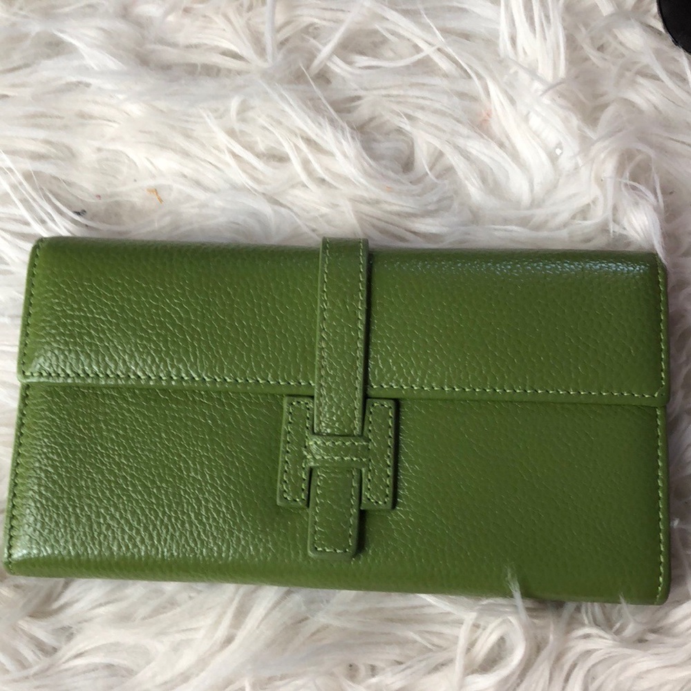 Designer Inspired Olive Green H Wallet